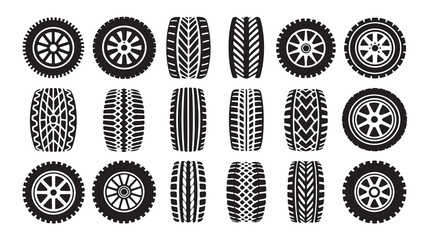 Set of car tires and treads collection vector illustration © MD.RAHIM