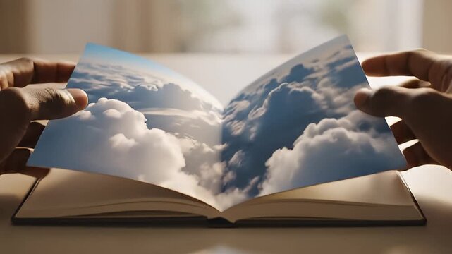 Imaginative Reading Scenes With Clouds In Pages.