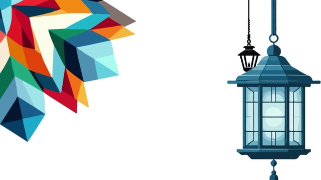 Modern Islamic Geometric Abstract Background with Hanging Lanterns
