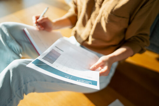 Working on a report at home
