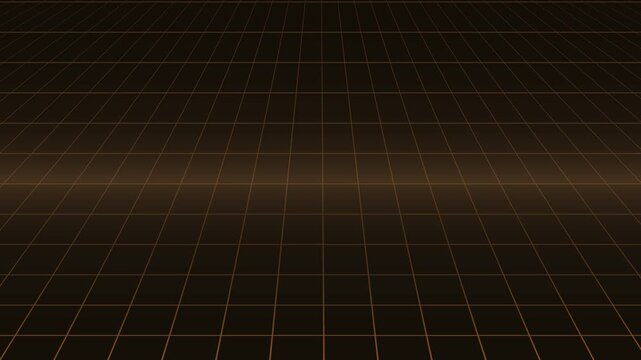 Abstract digital grid with dark brown and orange lines forming a futuristic perspective background for technology