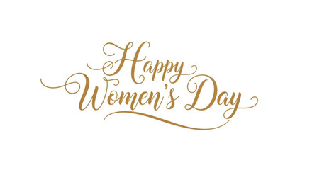 Golden happy women's day text on white background