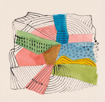 Colorful Abstract Patchwork Fields Illustration