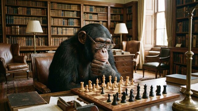 Chimpanzee Playing Chess(チェスをするチンパンジー)