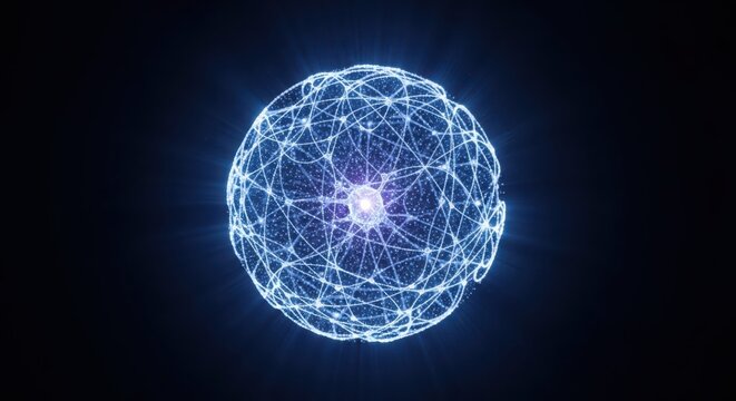 Glowing digital sphere representing global network connection