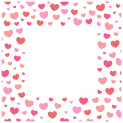 カラフルなハートのフレーム（四辺囲み）｜定番のバレンタイン装飾ベクター