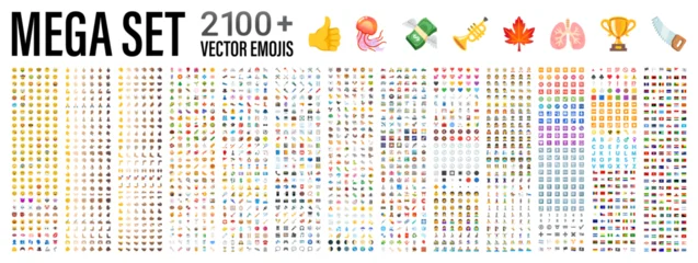 Fototapete Rund Restaurant All type of emojis, stickers, emoticons flat vector symbols. All world countries flags, Hands, man, woman, workers, fruit drinks food house, animals, activity, sport icons, collection, vector emojis.  © Cali6ro