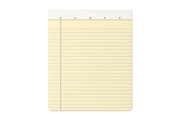 Yellow legal pad blank lined paper transparent background