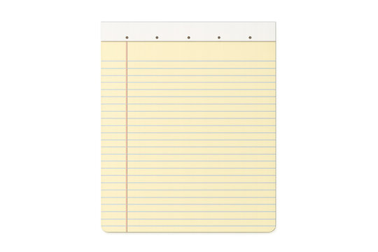 Yellow legal pad blank lined paper transparent background