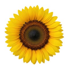 Fototapeta premium Vibrant sunflower close up on white background