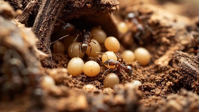 macro ants nest community life