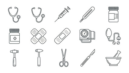 Collection of medical and healthcare icons