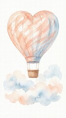 Obraz premium Heart-Shaped Hot Air Balloon in Soft Clouds