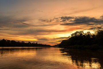 Obraz premium Sunset, Kinabatangan River, Sabah, Borneo, Malaysia