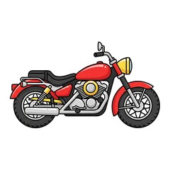 Obraz premium Red Motorcycle Illustration Side View.