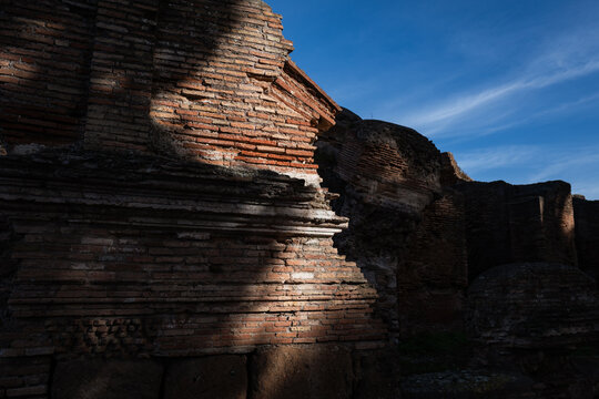 Ancient Stone Sculptures at Ostia Antica Archaeological Site
