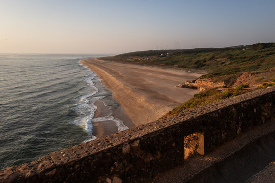 Nazar&eacute; Coastline at Sunset from Fortress Wall