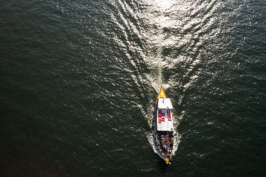 Boat crossing the Douro River in Porto