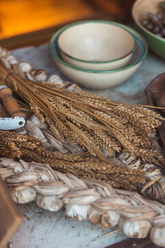Rustic Harvest and Bread Still Life