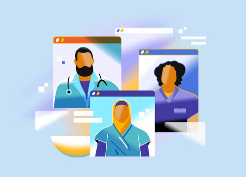 Online medical consultation with doctors video call interface