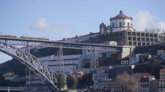 View of the Monastery of Serra do Pilar overlooking the bridge.