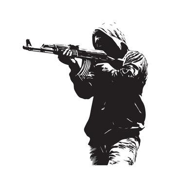 man with ak47 vector