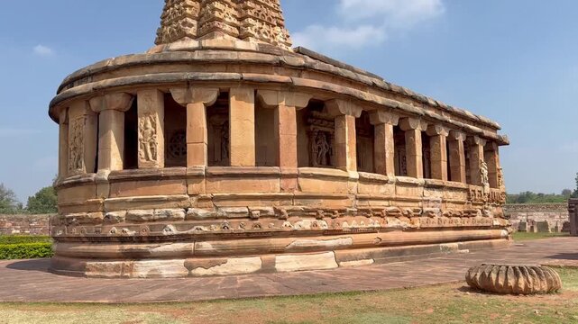 Beautiful side view of the Durga Temple at Aihole, reflecting its graceful architecture and ancient heritage