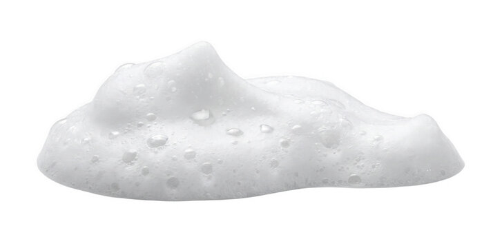 White foaming soap lather with bubbles and airy texture, isolated on white background