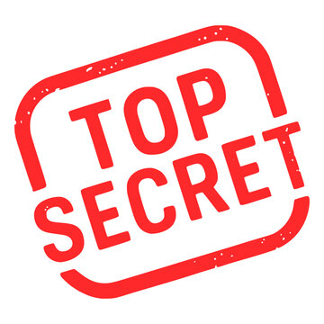 top secret red rubber stamp file document work flat color vector illustration template design