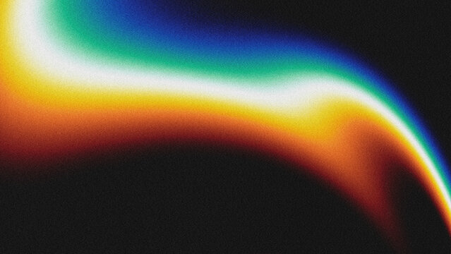 Vibrant abstract gradient background with flowing colors from blue to red, grainy texture, and noise effect. 