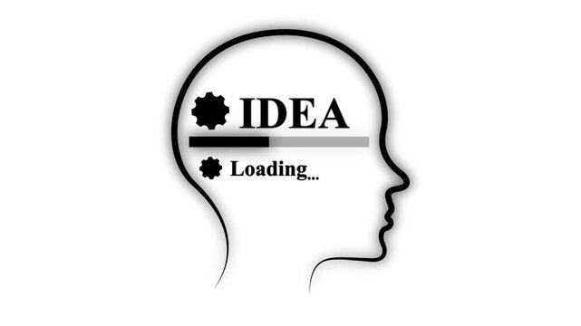 Abstract Glowing neon human brain with digital idea loading Bar animation, 4k video, Mind processing and artificial intelligence concept loop animation.