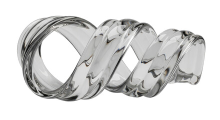 Abstract Glass Sculpture Swirl, Modern Art, Transparent Flowing Shape