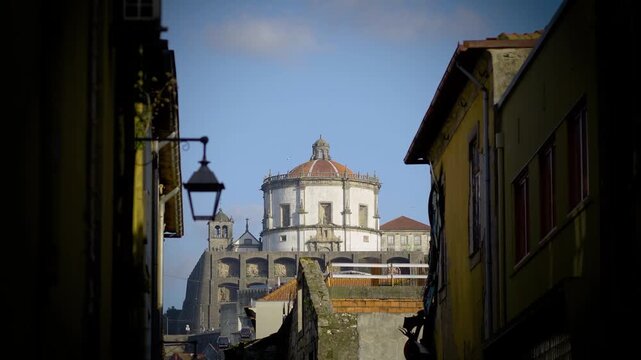 Street view emphasizing the verticality of old Porto