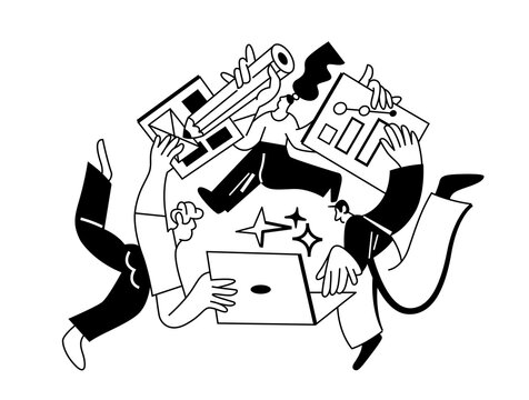 cross functional team at work, business collaboration