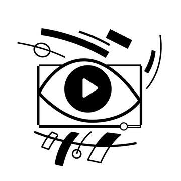 eye with play button symbol, video marketing illustration