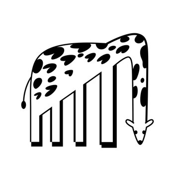 giraffe shaped bar chart with upward arrow &ndash; increase
