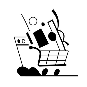 shopping cart with products &ndash; concept of e commerce