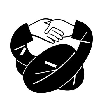 handshake wrapped in circle &ndash; concept of partnership