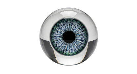 Close-up of a realistic blue eye with intricate details and reflections