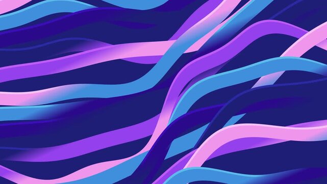 Vibrant flowing lines dance across a dark blue background, creating a dynamic and abstract illustration from a top-down viewpoint