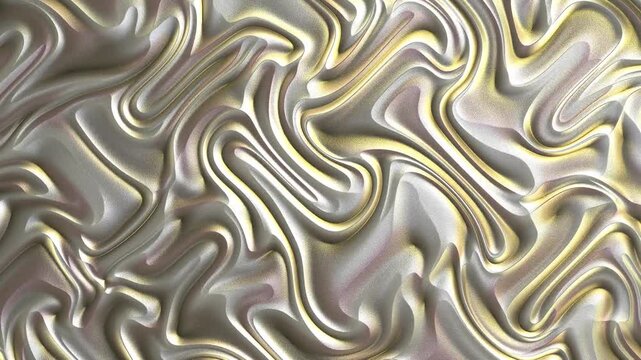 Abstract flowing metallic gold and silver waves forming a dynamic liquid texture background for modern designs