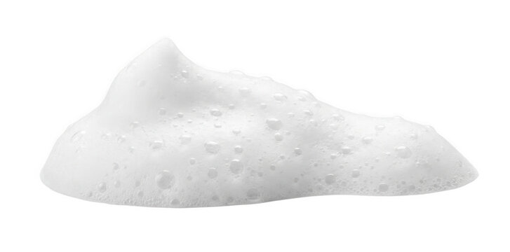 White foamy soap suds mound with bubble texture, detergent lather macro Isolated on transparent background, png