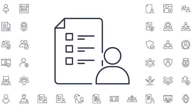 Simple vector illustration of a form with a checklist and a user icon.