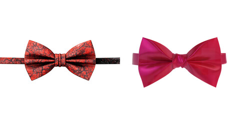 Two elegant bow ties in shades of red against a black background