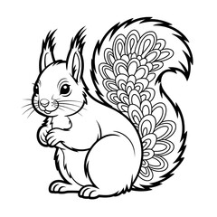 squirrel mandala illustration vector style coloring page © Samsul