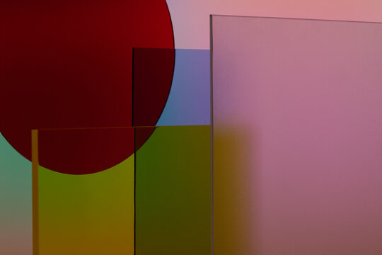 Abstract geometric composition with overlapping translucent