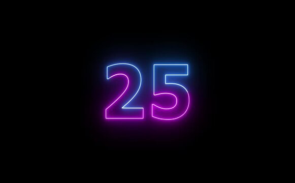 Glowing neon countdown digital clock animation, 30 to 0 second countdown digital clock timer icon .numbers from 0 to 30 countdown . Neon bright glowing countdown timer from 30 to 0.