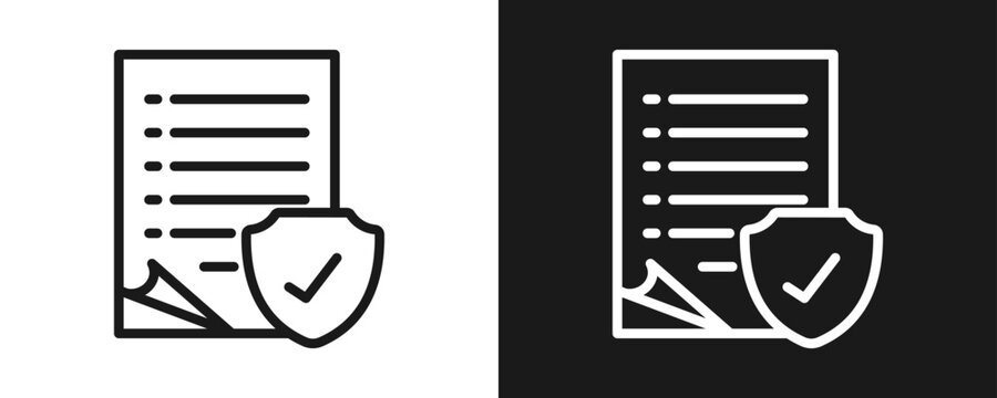 Consent Icon Set Outline In White And Black Background