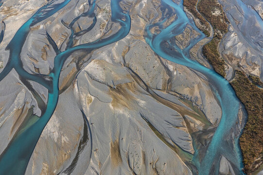 Braided river abstract pattern in New Zealand