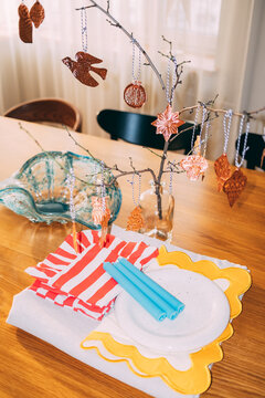 Colorful decorative table setup